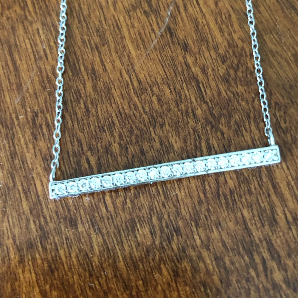 .925 sterling silver bar cubic zirconia necklace